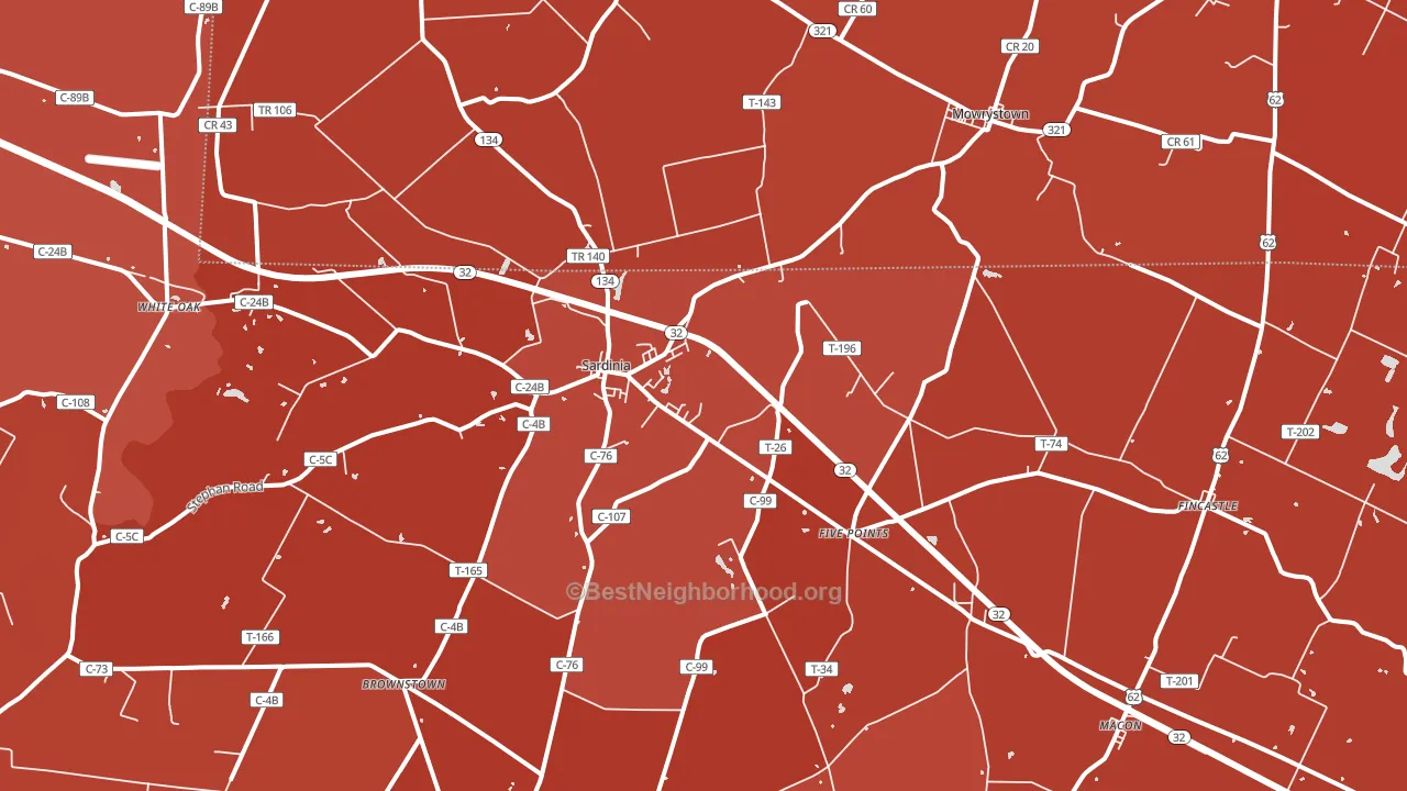 Sardinia, OH block-group political-lean map