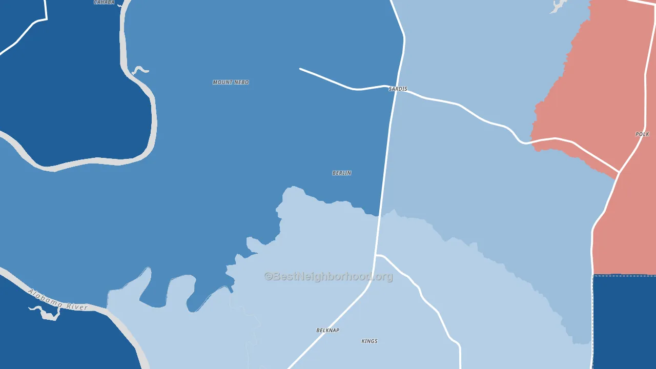 Sardis, AL block-group political-lean map