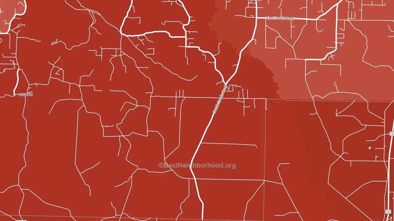 Sardis, AR block-group political-lean map