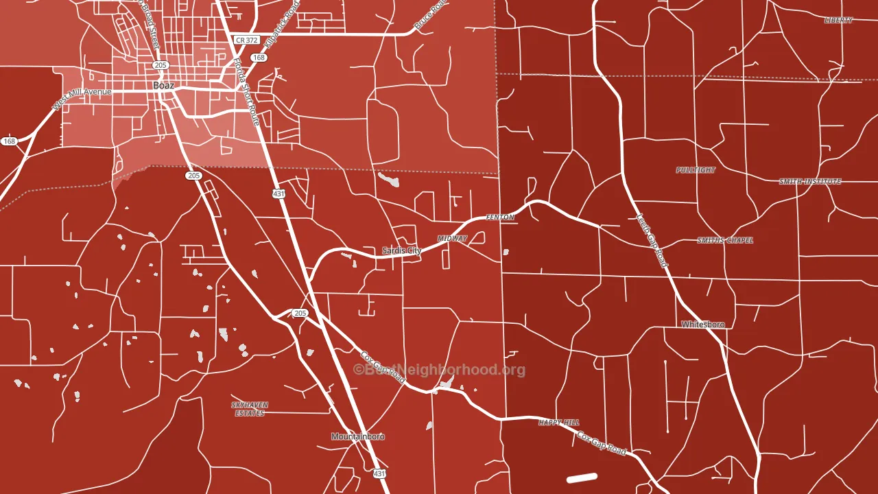 Sardis City, AL block-group political-lean map