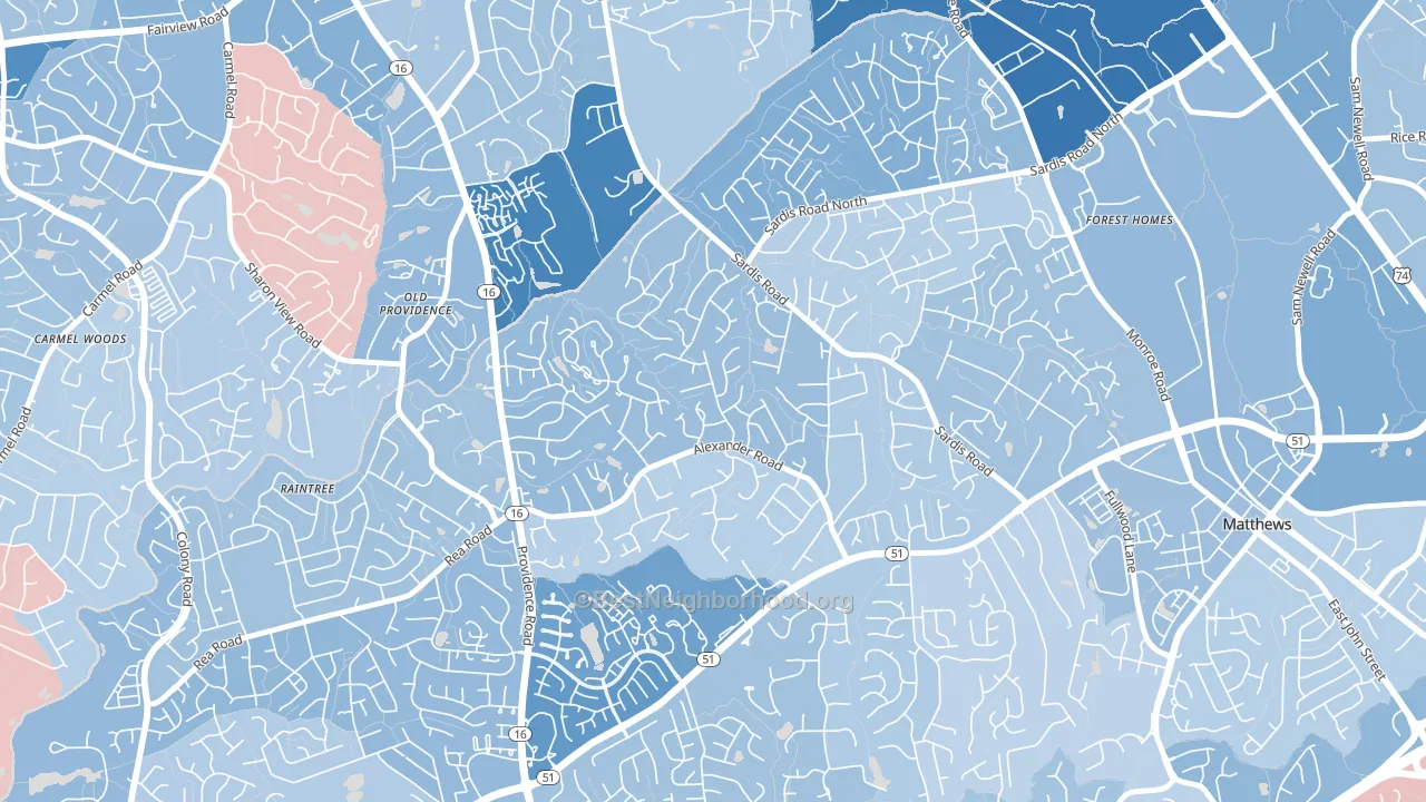 Sardis Forest, Charlotte, NC block-group political-lean map