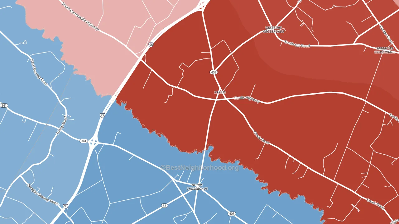 Sardis, SC block-group political-lean map