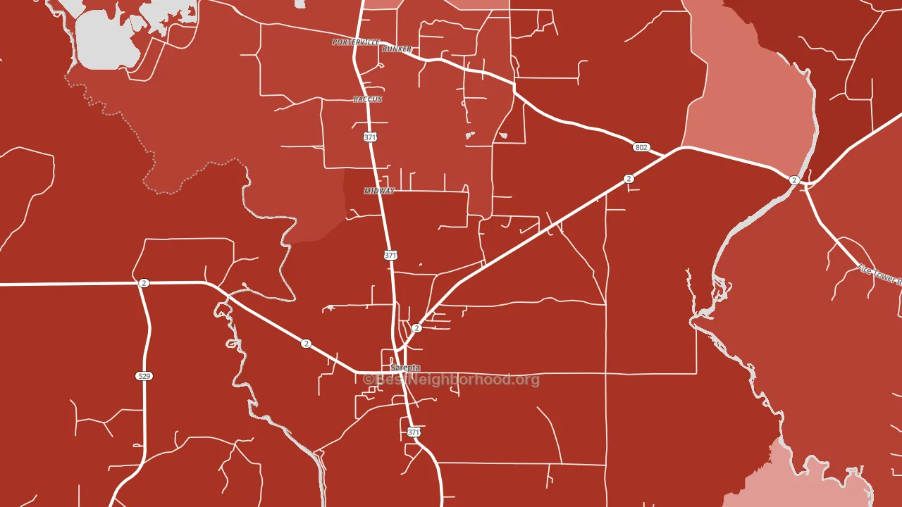 Sarepta, LA block-group political-lean map