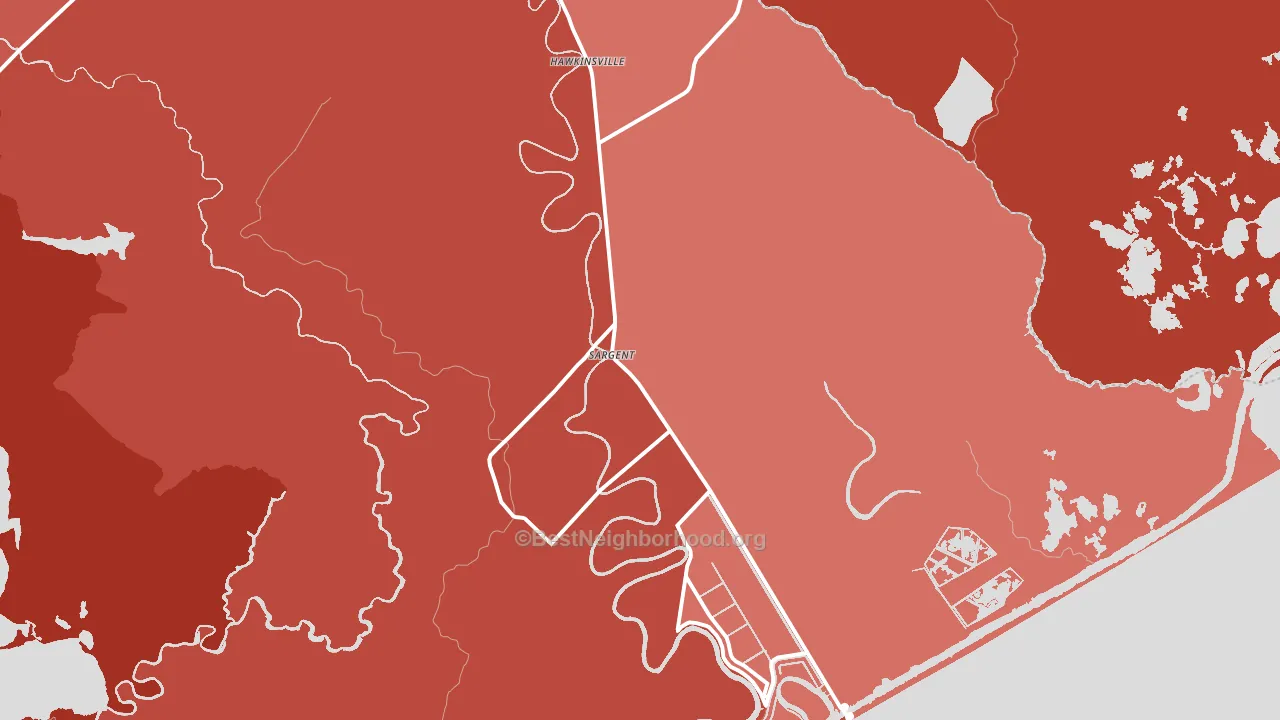 Sargent, TX block-group political-lean map