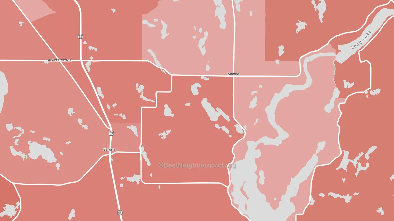 Sarona, WI block-group political-lean map