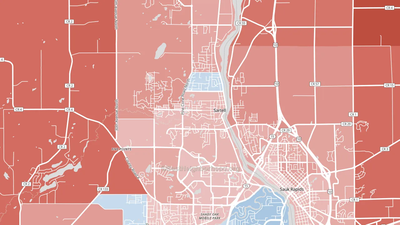 Sartell, MN block-group political-lean map