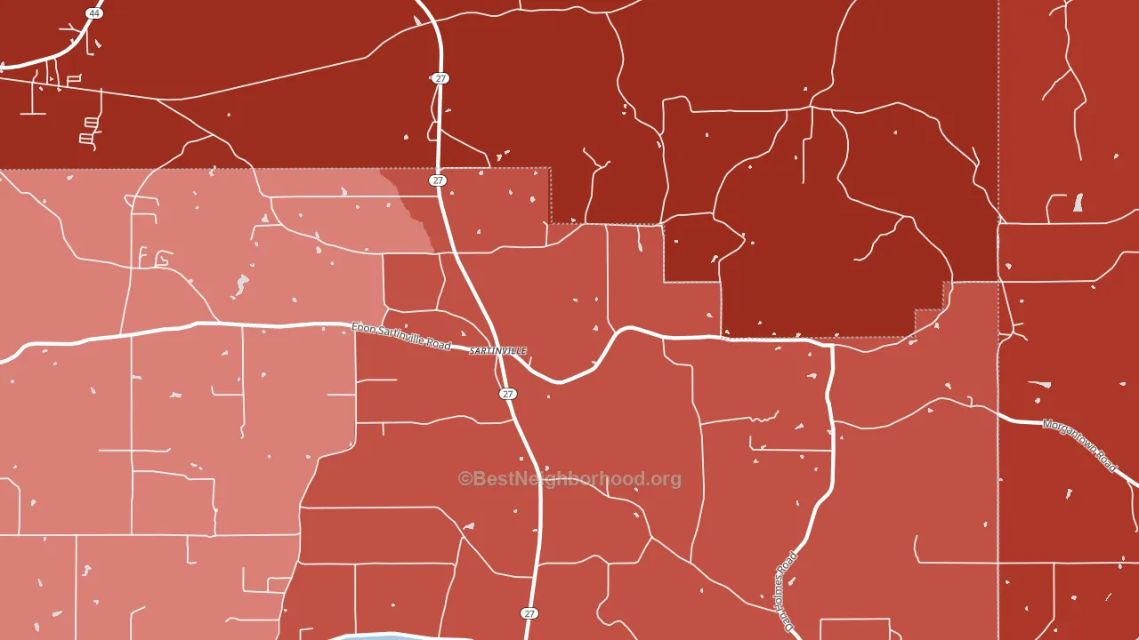 Sartinsville, MS block-group political-lean map
