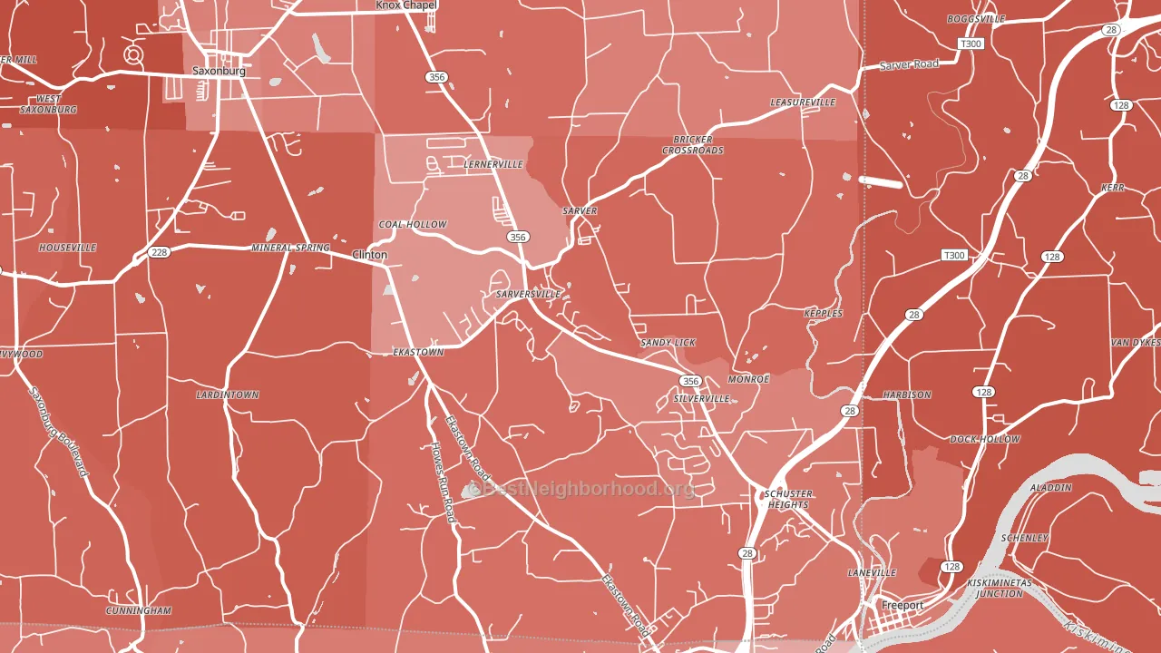 Sarver, PA block-group political-lean map
