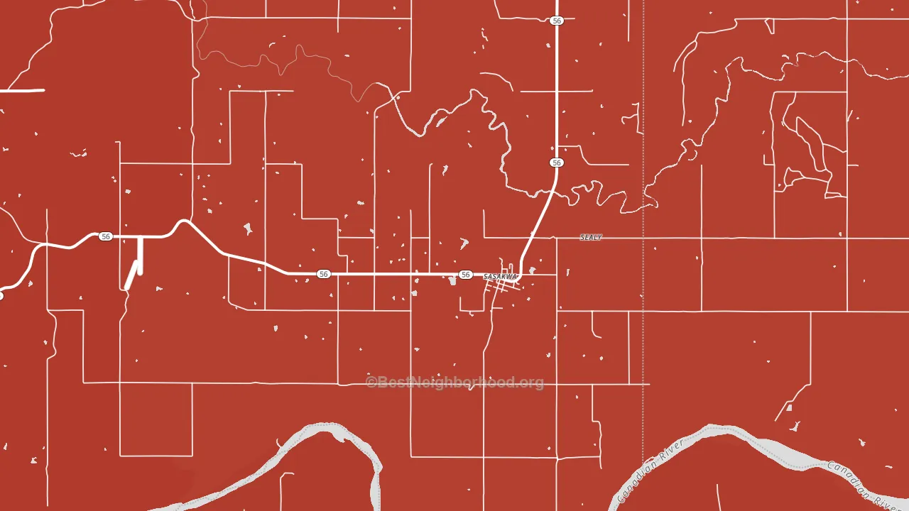 Sasakwa, OK block-group political-lean map