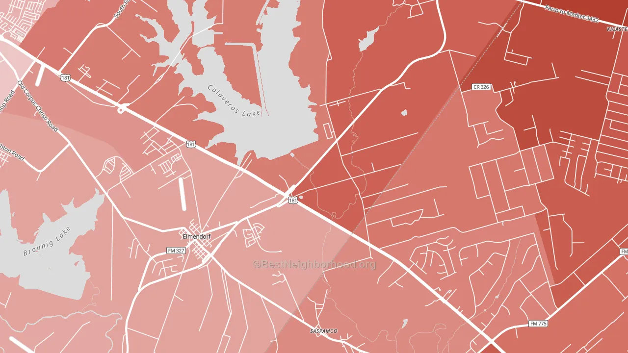 Saspamco, TX block-group political-lean map