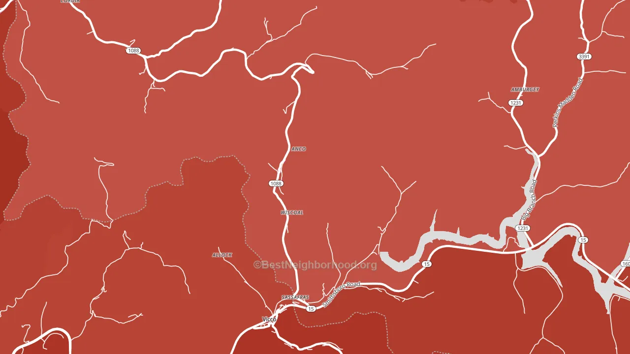 Sassafras, KY block-group political-lean map