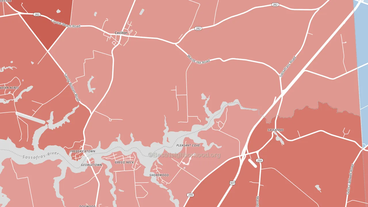 Sassafras, MD block-group political-lean map