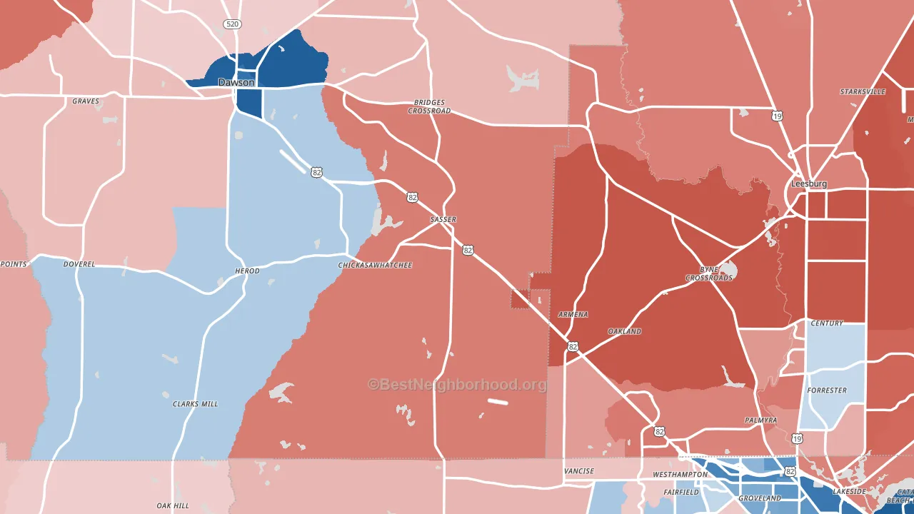 Sasser, GA block-group political-lean map