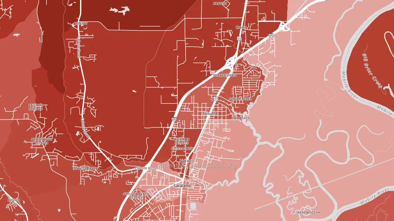 Satsuma, AL block-group political-lean map