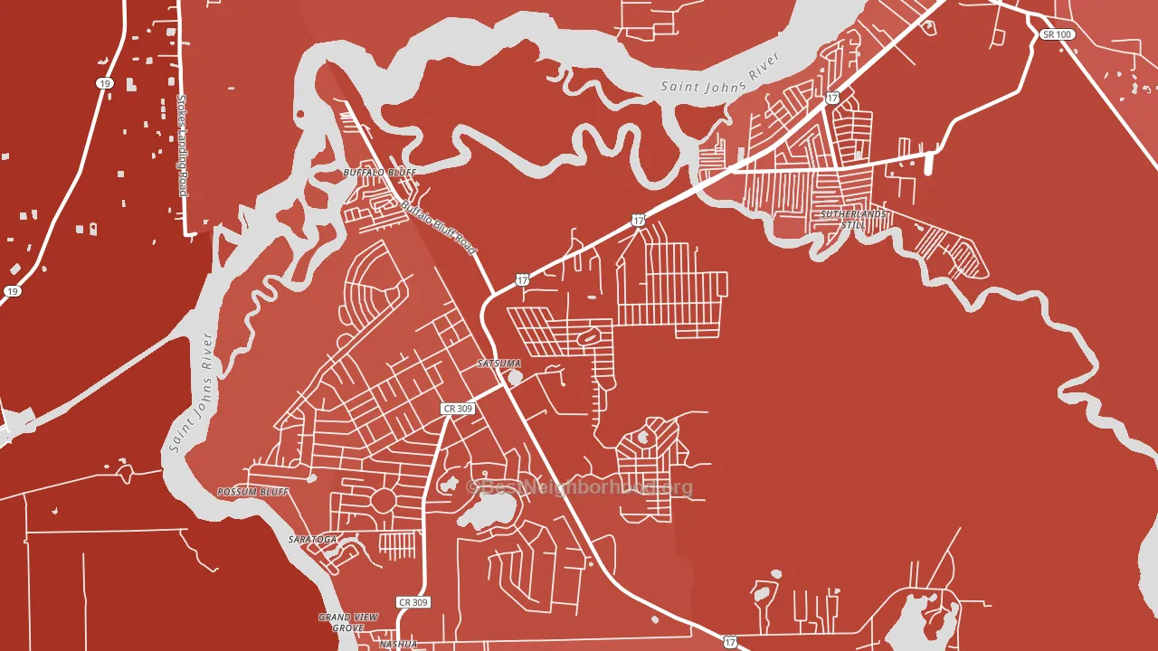 Satsuma, FL block-group political-lean map