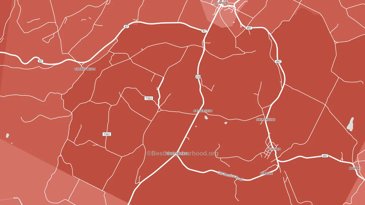 Satterfield, PA block-group political-lean map