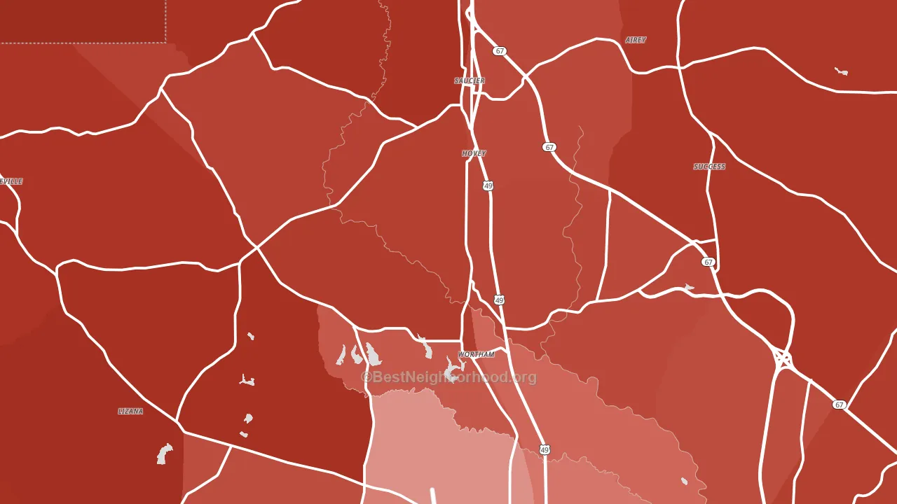 Saucier, MS block-group political-lean map