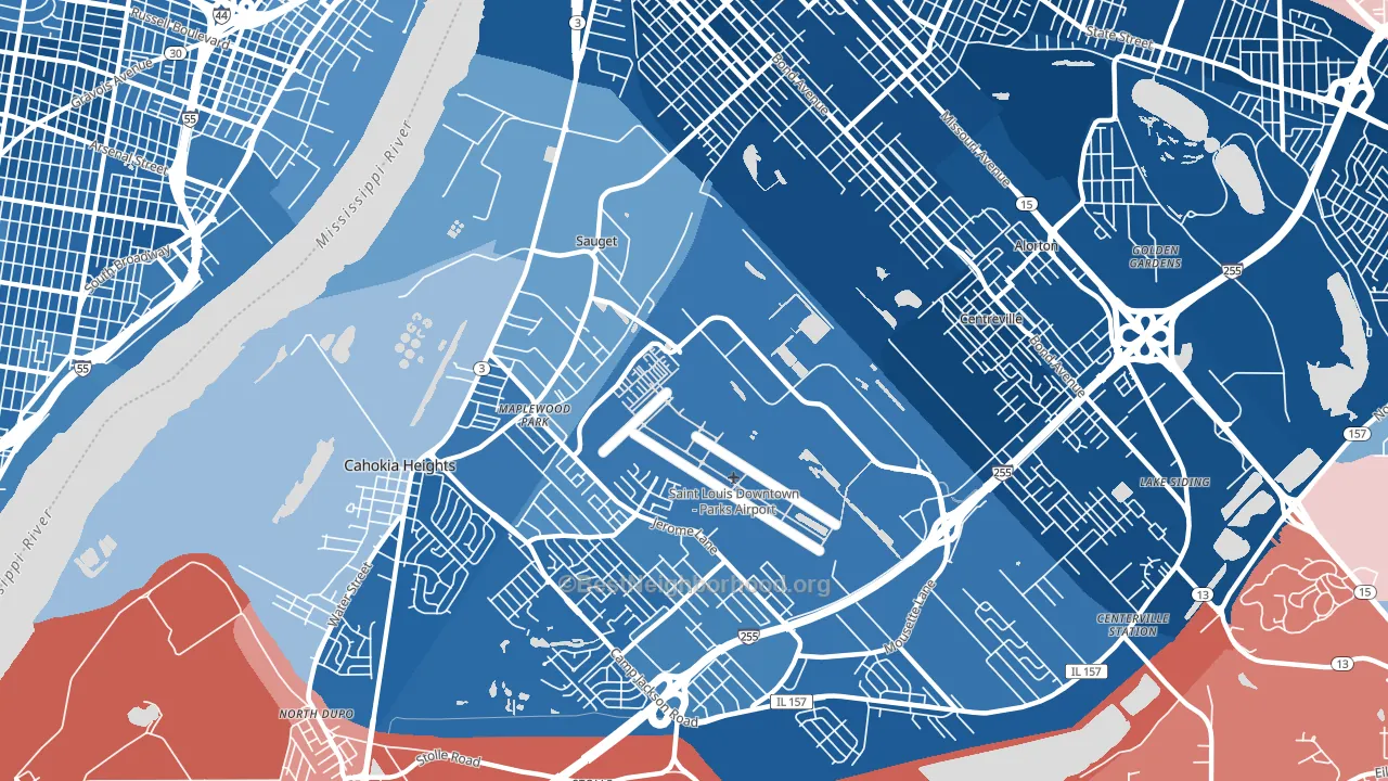 Sauget, IL block-group political-lean map