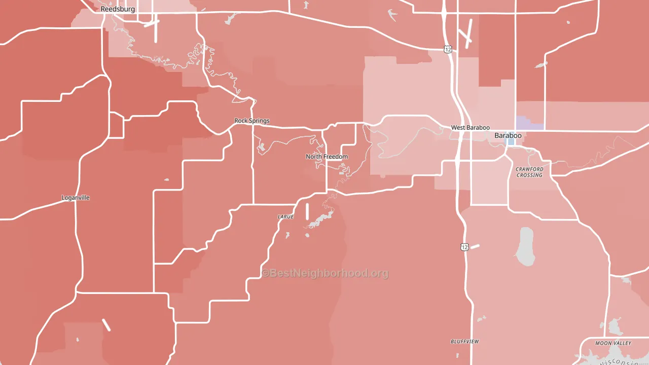 Sauk County, WI block-group political-lean map
