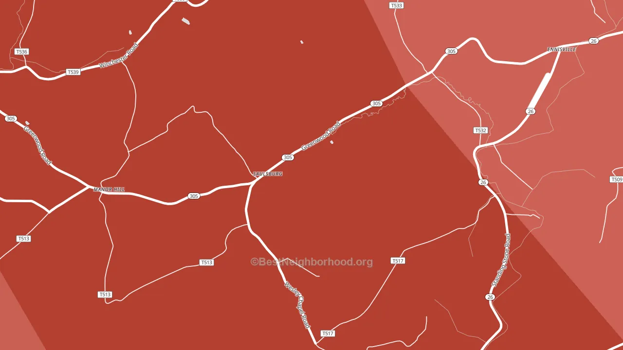 Saulsburg, PA block-group political-lean map