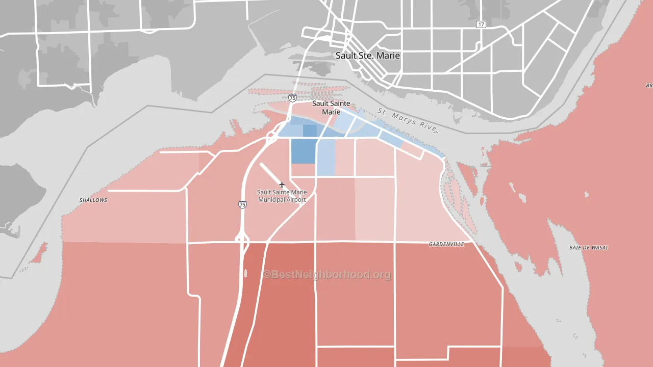 Sault Ste. Marie, MI block-group political-lean map