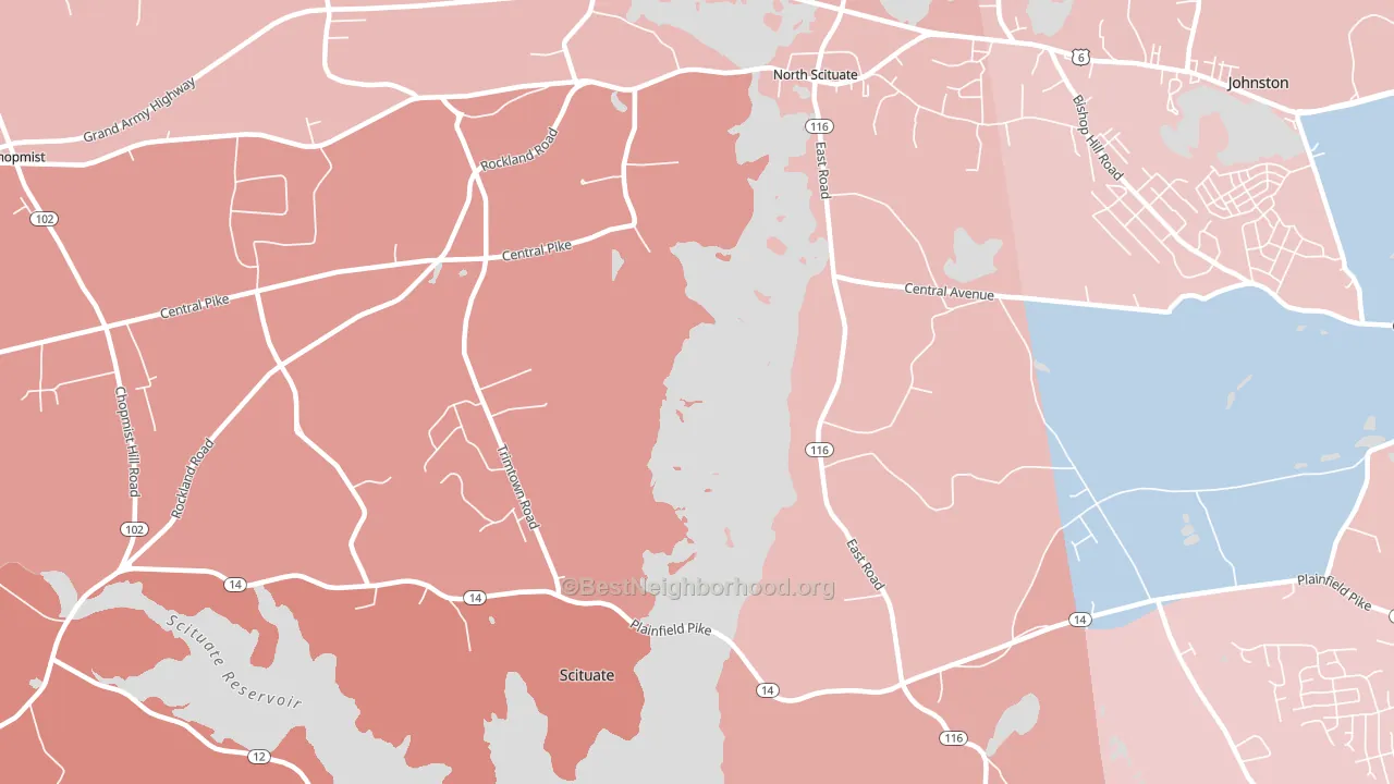 Saundersville, RI block-group political-lean map