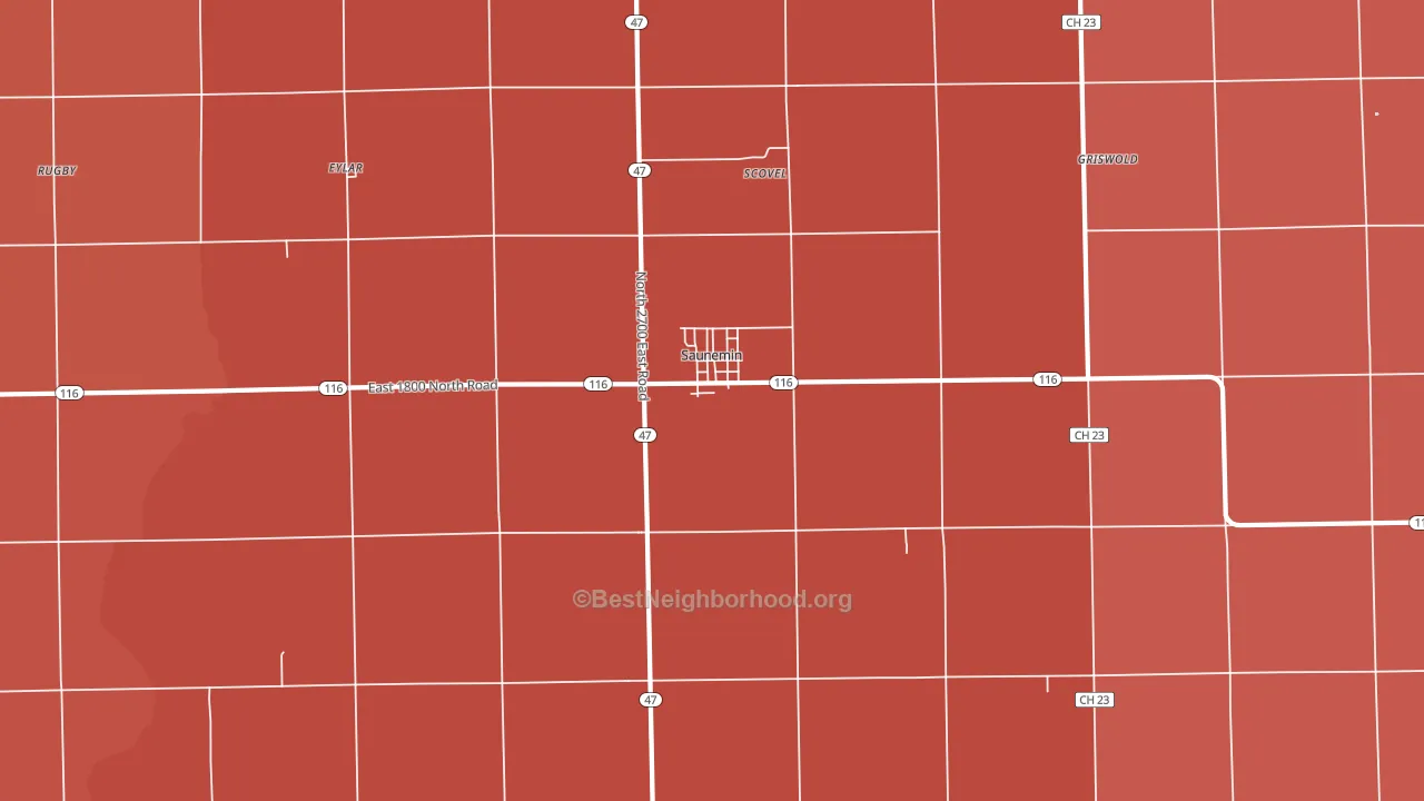 Saunemin, IL block-group political-lean map