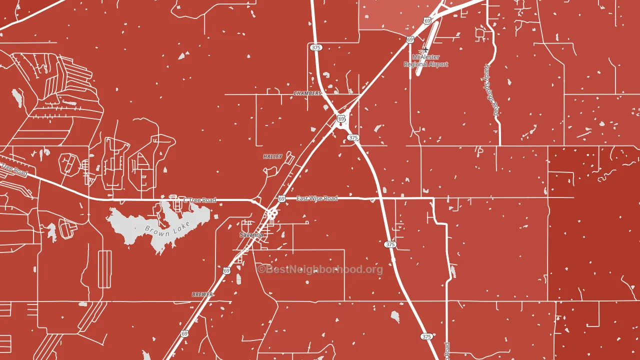 Savanna, OK block-group political-lean map