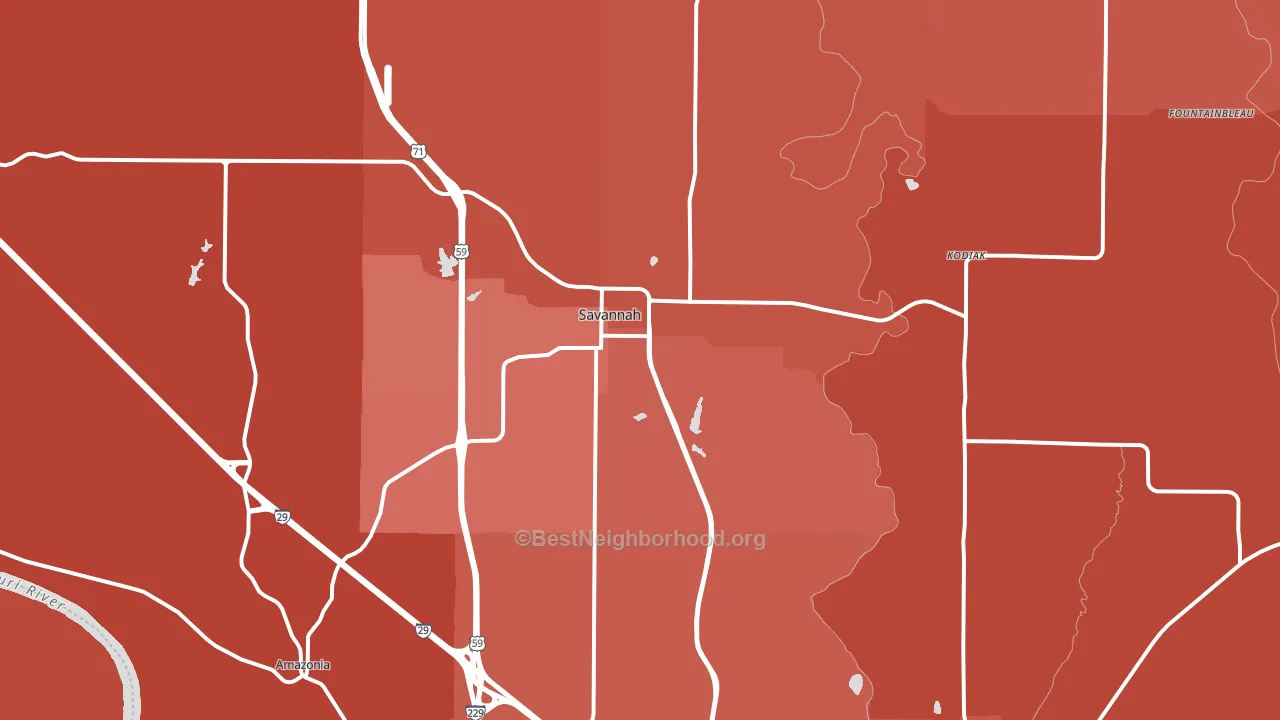 Savannah, MO block-group political-lean map