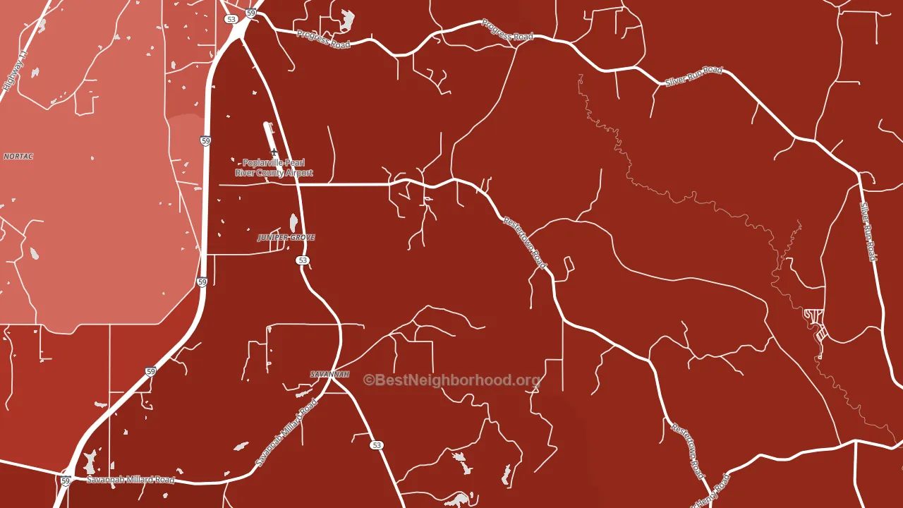 Savannah, MS block-group political-lean map