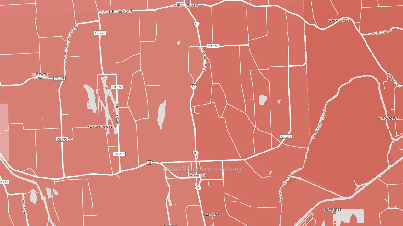 Savannah, NY block-group political-lean map