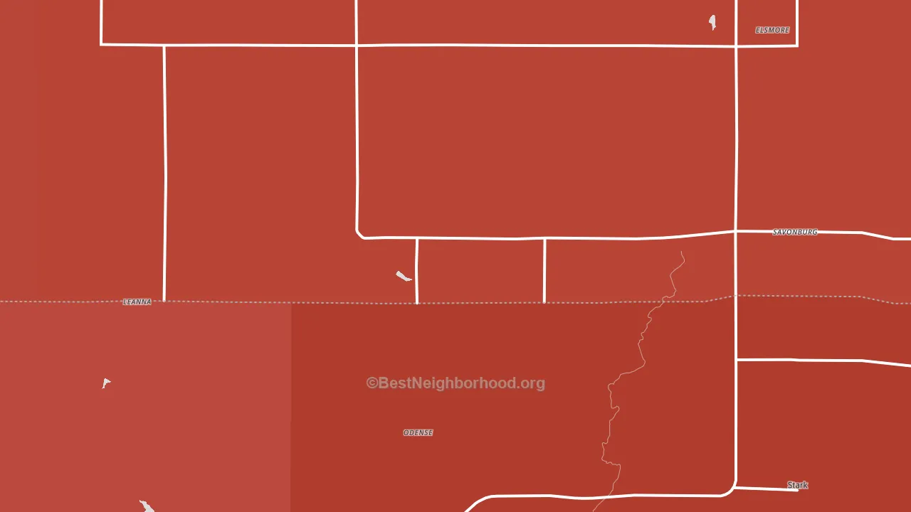 Savonburg, KS block-group political-lean map