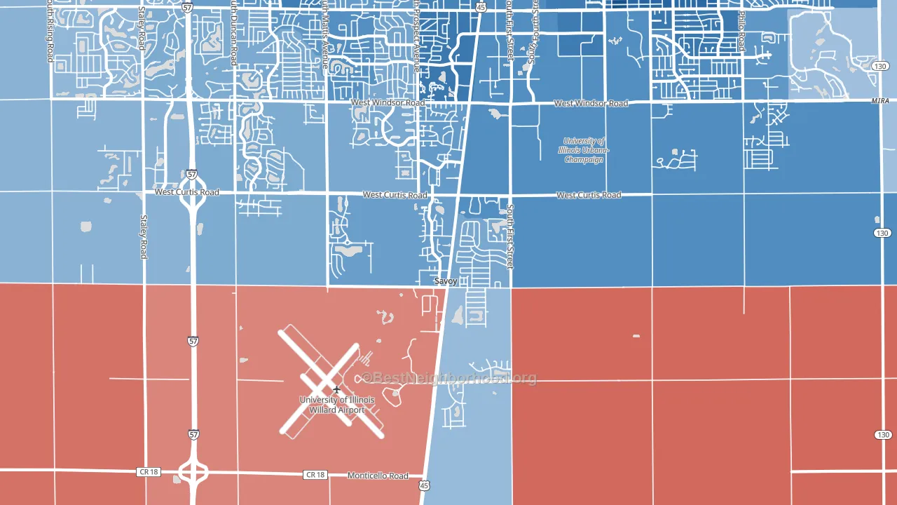 Savoy, IL block-group political-lean map