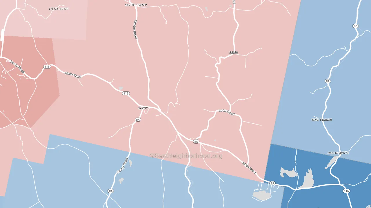 Savoy, MA block-group political-lean map