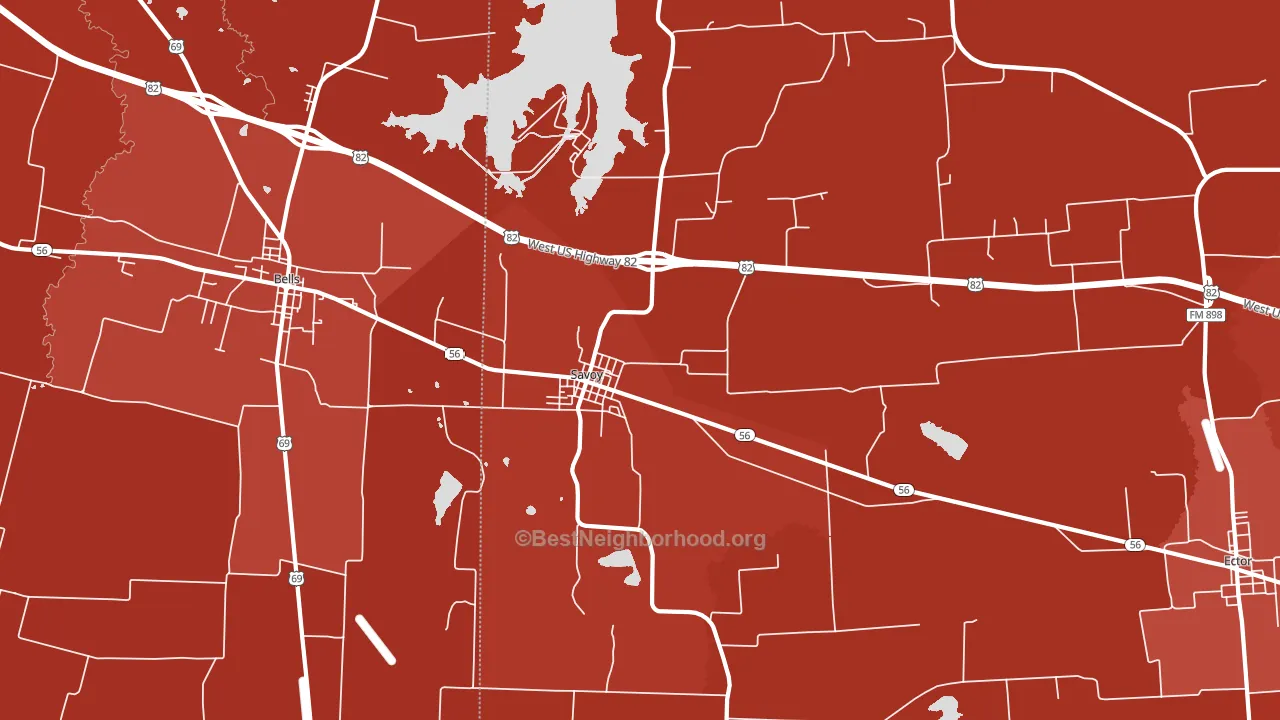 Savoy, TX block-group political-lean map