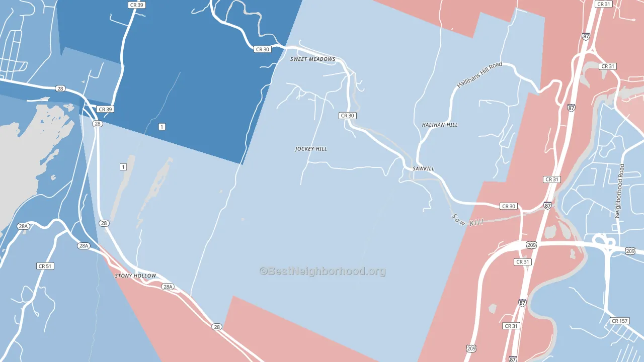 Sawkill, NY block-group political-lean map