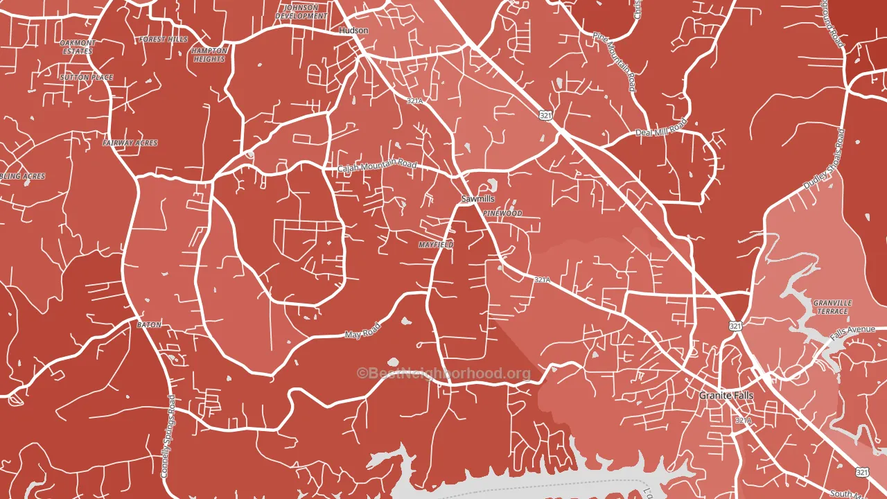 Sawmills, NC block-group political-lean map