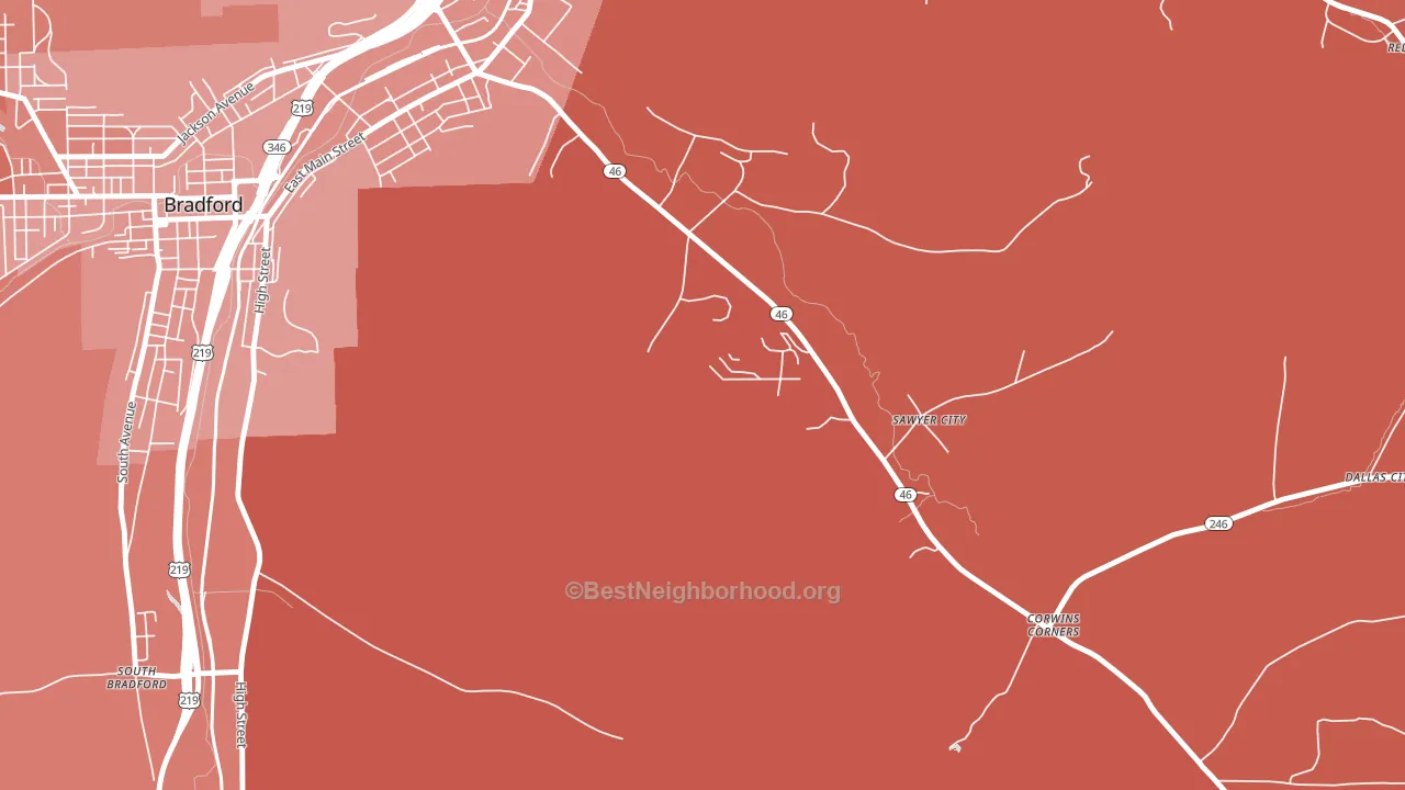 Sawyer City, PA block-group political-lean map