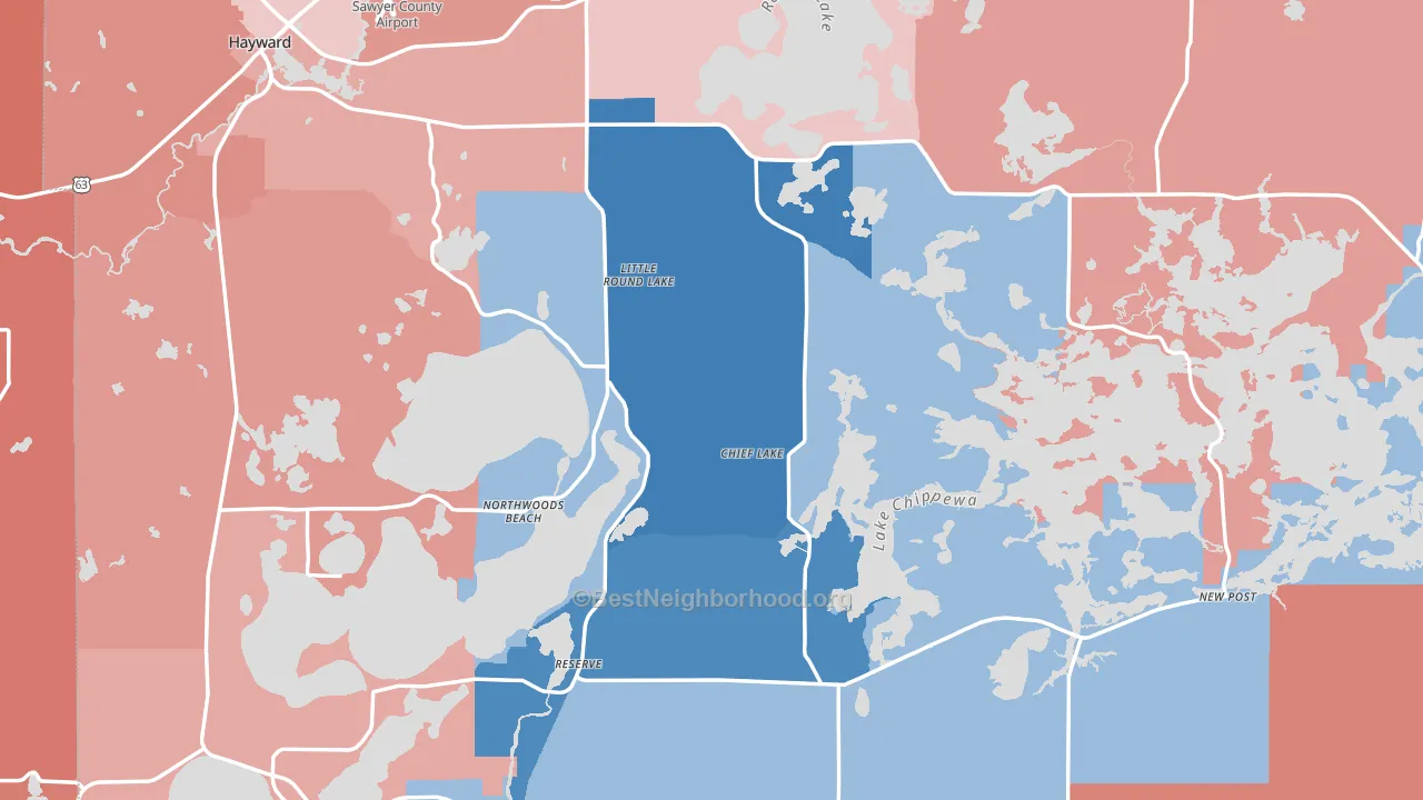 Sawyer County, WI block-group political-lean map