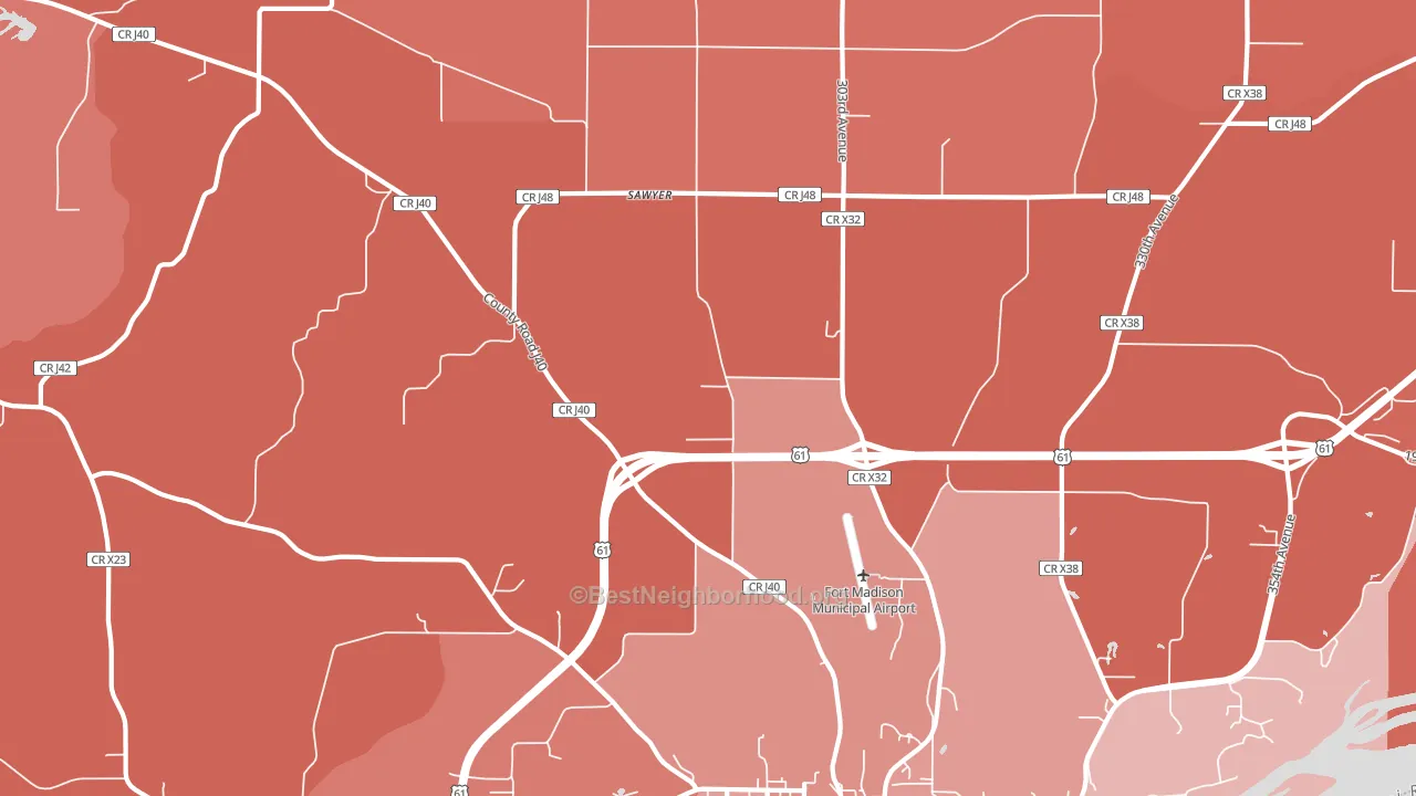 Sawyer, IA block-group political-lean map