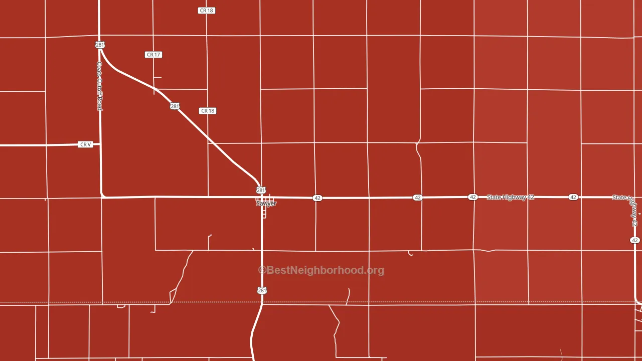 Sawyer, KS block-group political-lean map