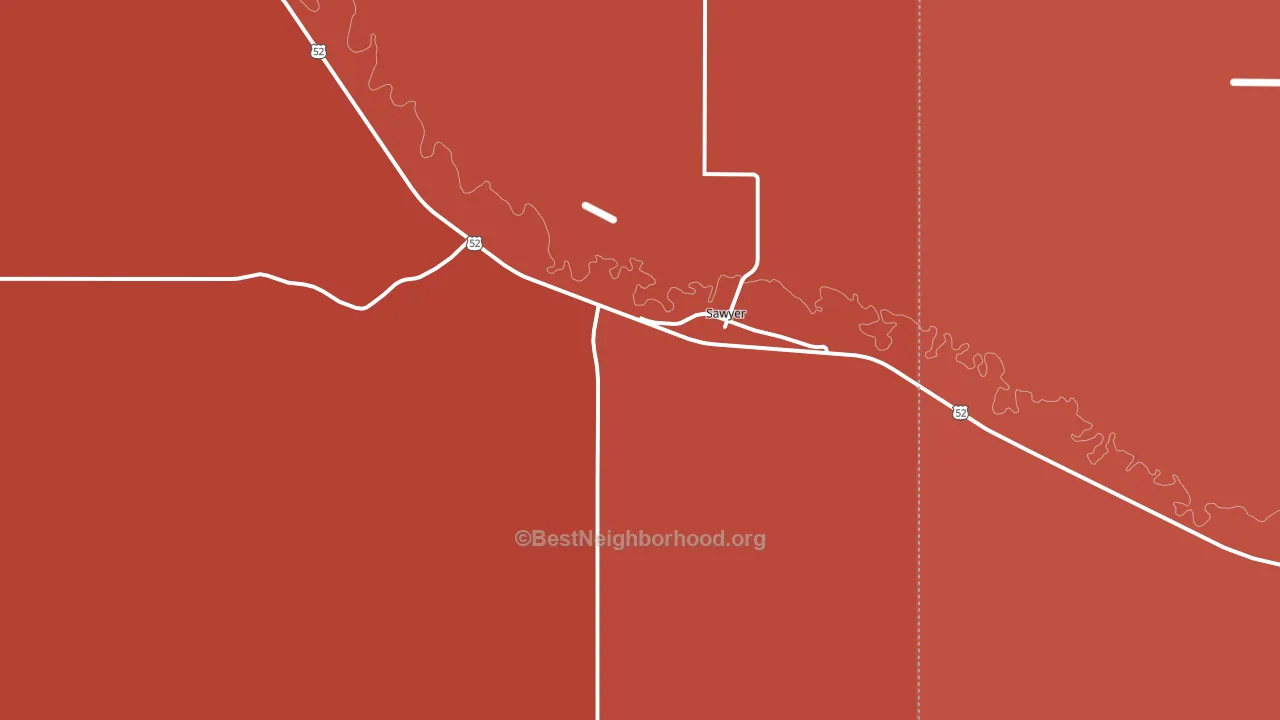 Sawyer, ND block-group political-lean map