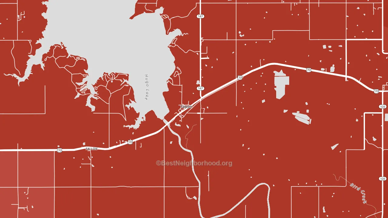 Sawyer, OK block-group political-lean map
