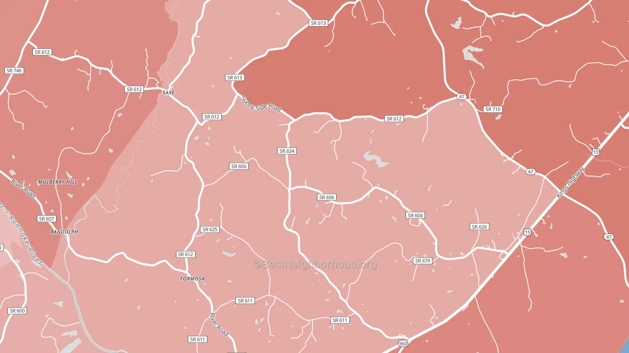 Saxe, VA block-group political-lean map