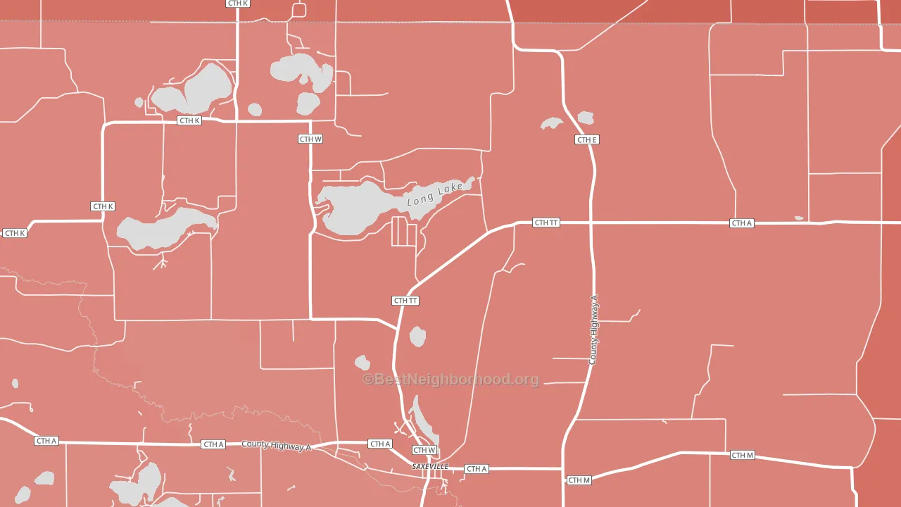 Saxeville, WI block-group political-lean map