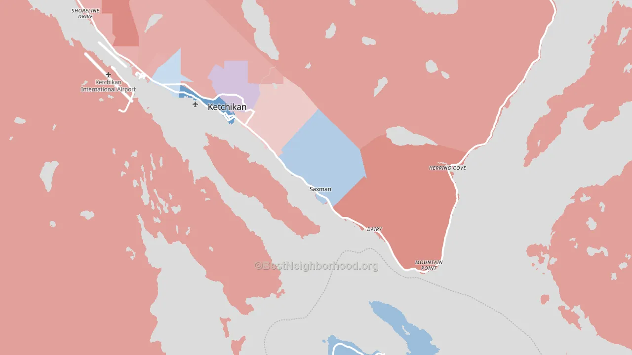 Saxman, AK block-group political-lean map