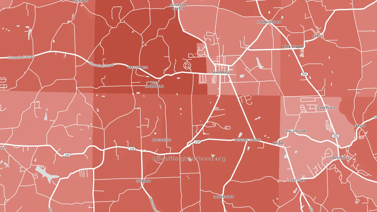 Saxonburg, PA block-group political-lean map