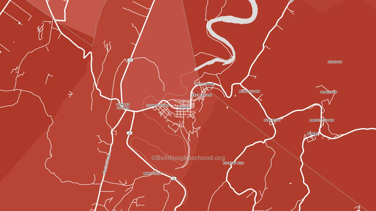 Saxton, PA block-group political-lean map