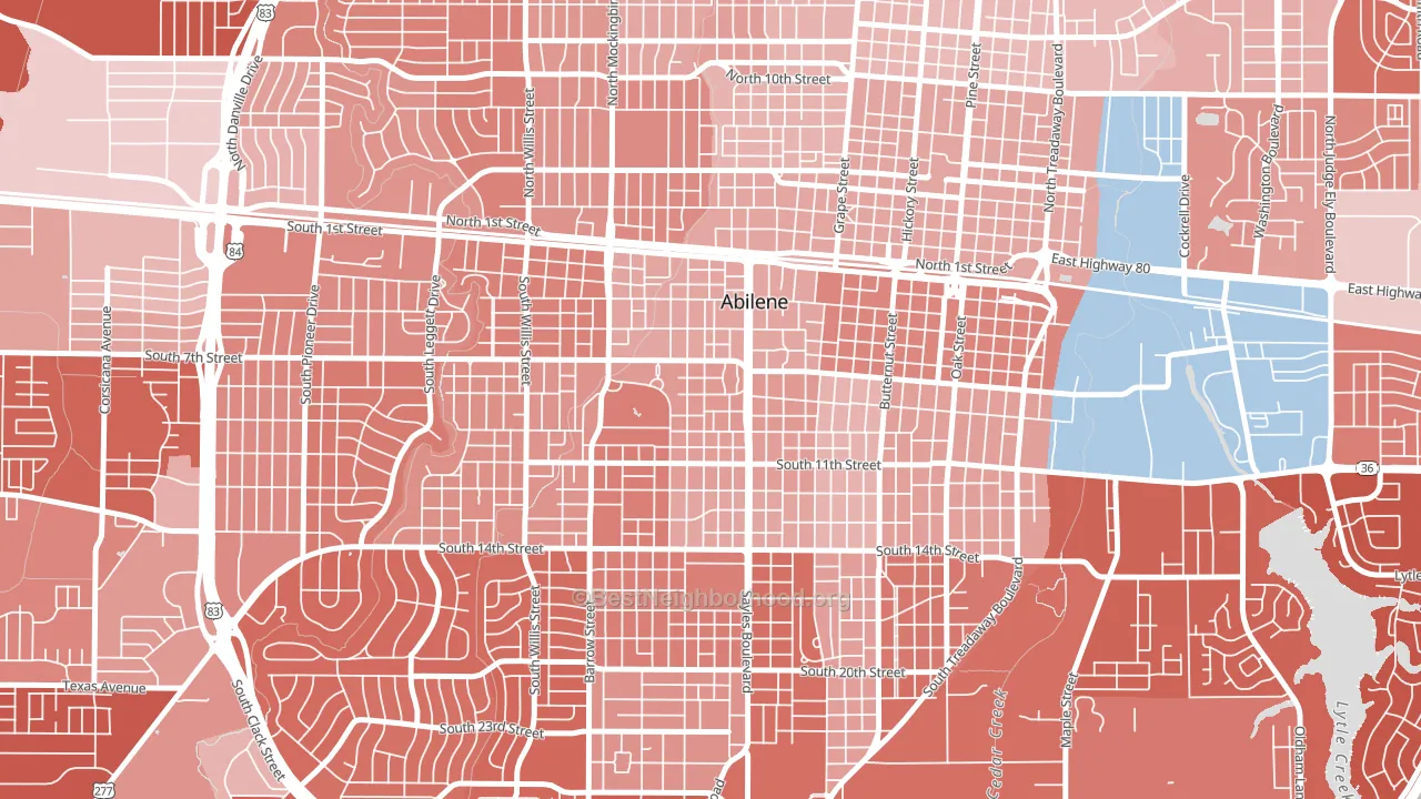 Sayles Boulevard Area, Abilene, TX block-group political-lean map
