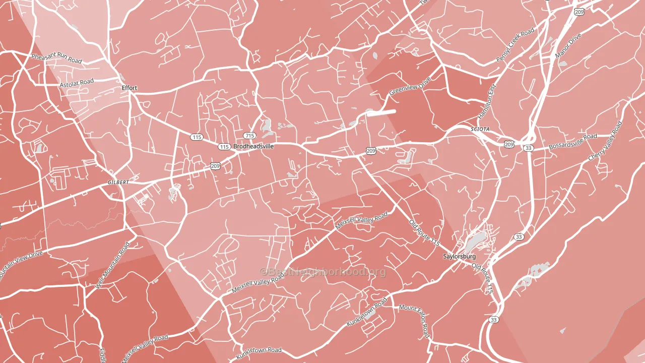 Saylorsburg, PA block-group political-lean map